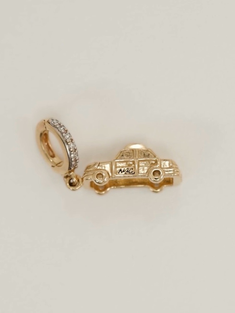 Gold NYC Taxi charm RING CONCIERGE gold Taxi charm 14K solid gold with diamonds